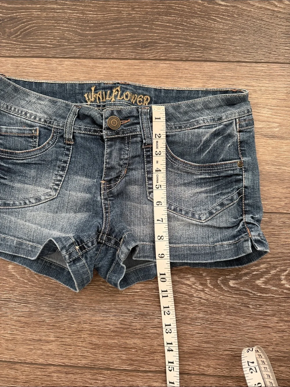 Wallflower Distressed Blue Denim Short Shorts